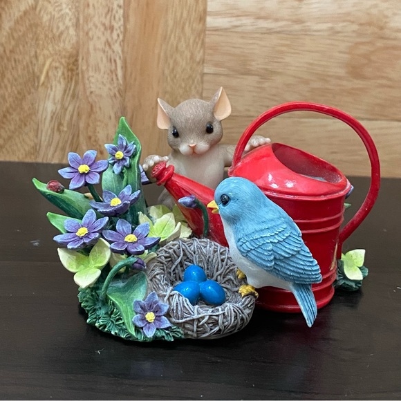 Charming Tails Fitz and Floyd Expecting A Miracle Mouse Bird Flowers Figurine - Picture 8 of 16